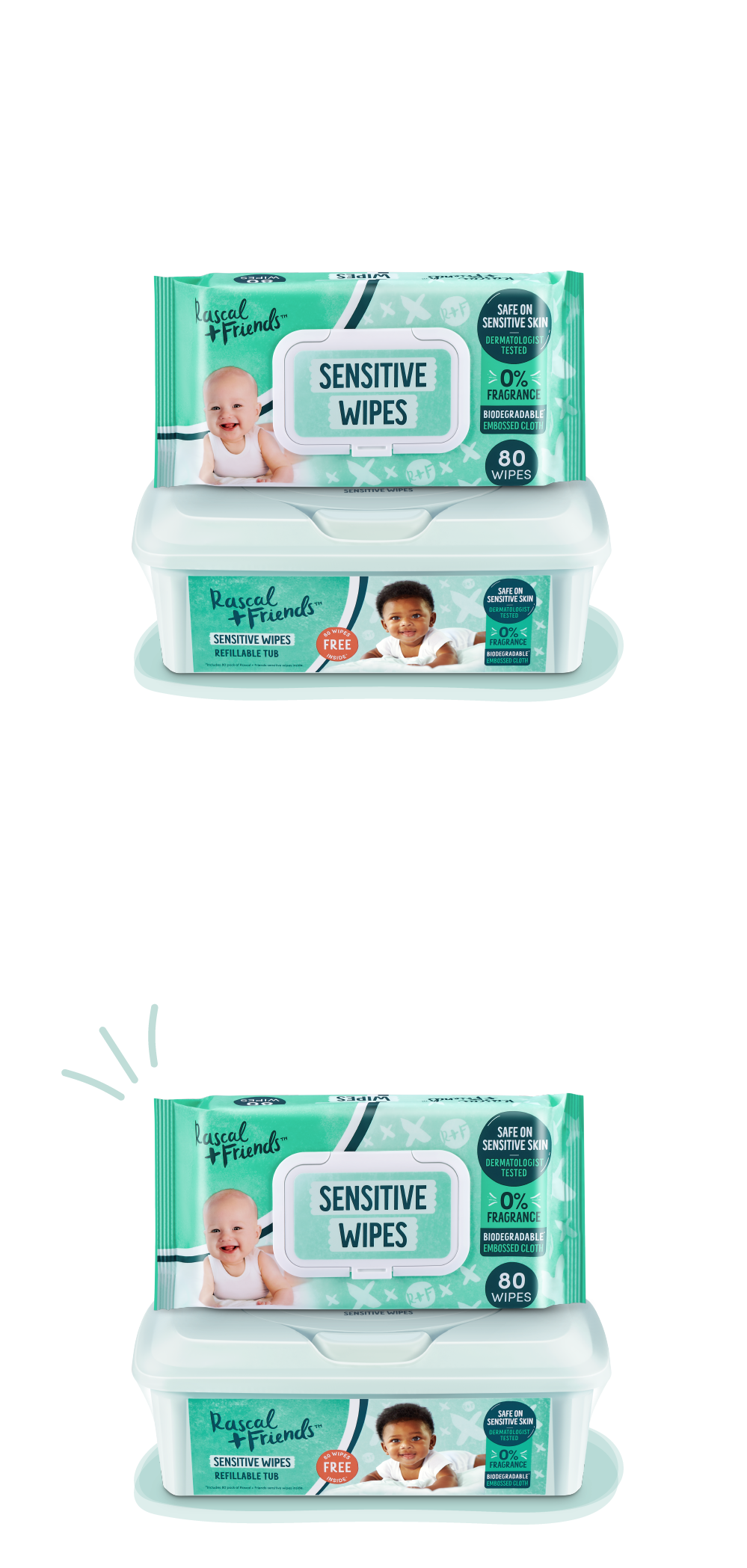 Rascal + Friends Sensitive Wipes