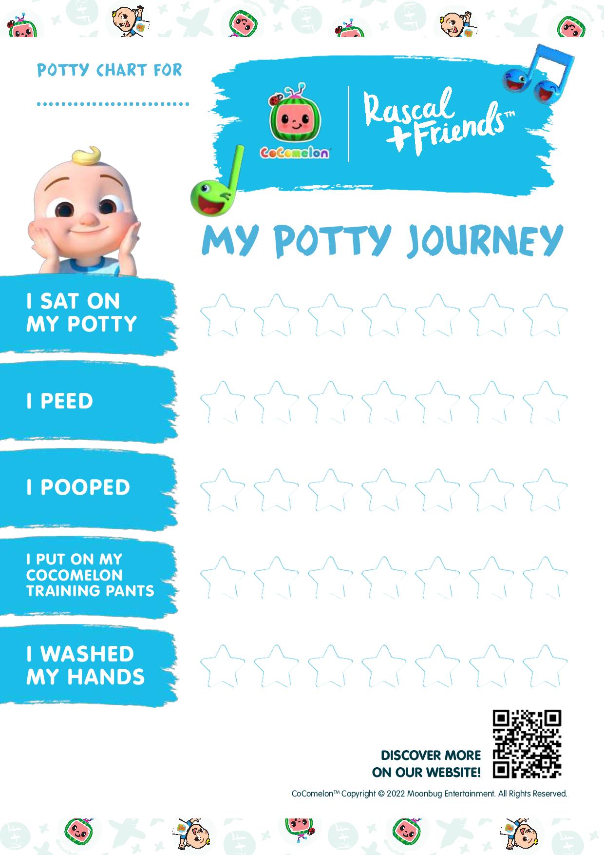 Rascal + Friends CoComelon Potty Training Chart