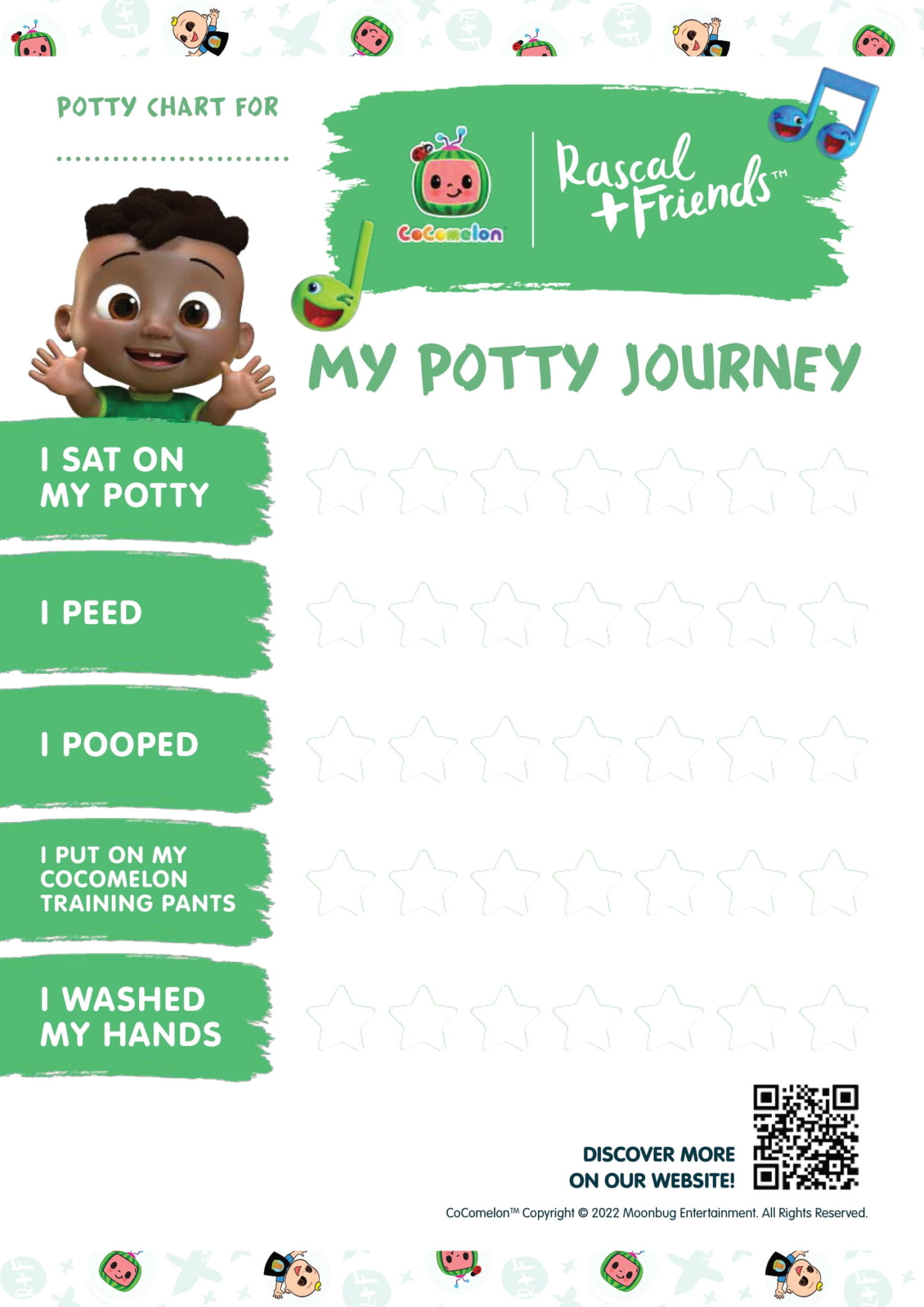 Rascal + Friends CoComelon Potty Training Chart