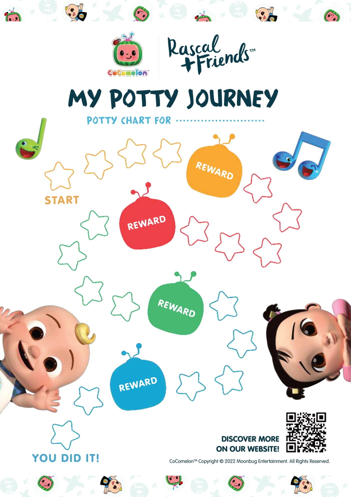 Rascal + Friends CoComelon Potty Training Chart