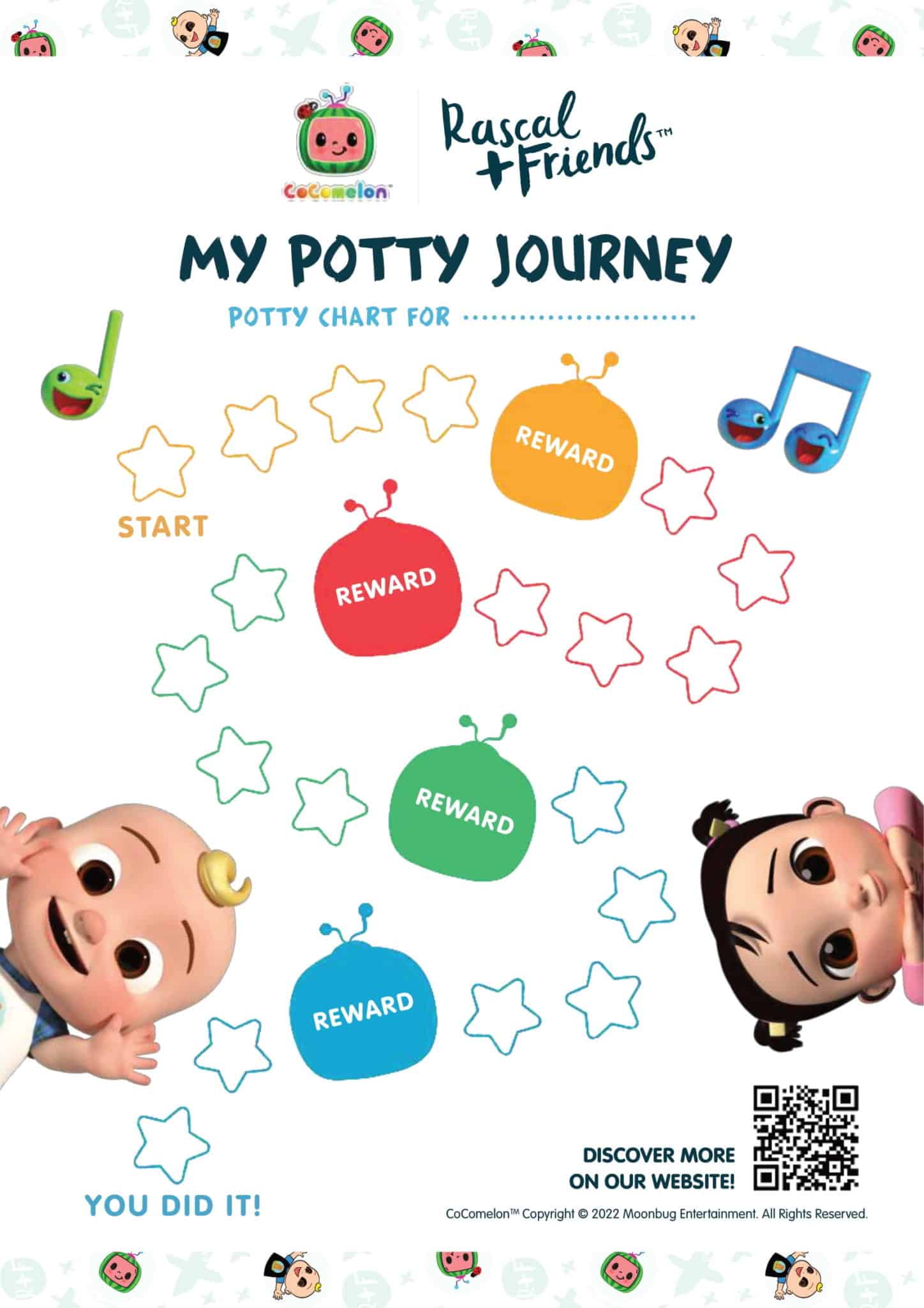 Rascal + Friends CoComelon Potty Training Chart